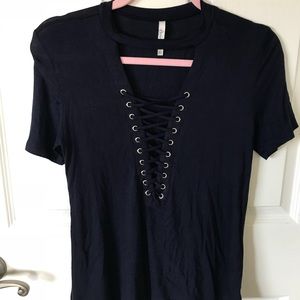 Navy blue flowy shirt